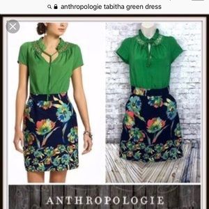 Anthropologie Tabitha green floral dress